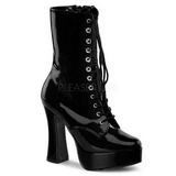 Black Patent 13 cm Pleaser ELECTRA-1020 Platform Ankle Calf Boots