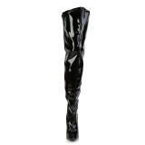 Black Patent 13 cm SEDUCE-3000WC thigh high stretch overknee boots with wide calf