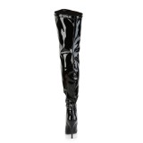 Black Patent 13 cm SEDUCE-3000WC thigh high stretch overknee boots with wide calf