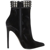 Black Patent 13 cm SEXY-1006 Flat Ankle Calf Boots Women