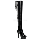 Black Patent 15,5 cm DELIGHT-3017 Platform Thigh High Boots