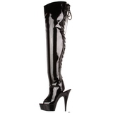 Black Patent 15,5 cm DELIGHT-3017 Platform Thigh High Boots