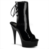 Black Patent 15 cm DELIGHT-1018 Platform Ankle Calf Boots