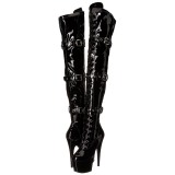 Black Patent 18 cm ADORE-3028 Platform Thigh High Boots