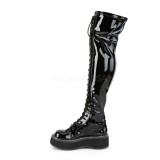 Black Patent 5 cm EMILY-375 overknee boots with laces