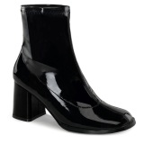 Black Patent 7,5 cm GOGO-150 stretch block heels ankle boots