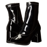 Black Patent 7,5 cm GOGO-150 stretch block heels ankle boots