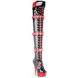 Black Red 15,5 cm MEDIC-3028 Platform Thigh High Boots