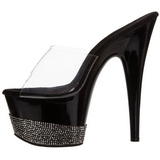 Black Rhinestone 18 cm Pleaser ADORE-701-3 Mules High Heels Platform