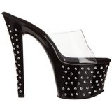 Black Rhinestone Platform 18 cm STARDUST-701 Women Mules Shoes