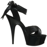 Black Satin 15 cm DELIGHT-668 High Heeled Evening Sandals