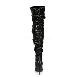 Black Sequins 13 cm COURTLY-3011 Pleaser Overknee Boots