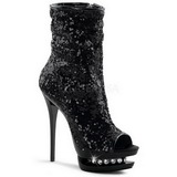 Black Sequins 15,5 cm BLONDIE-R-1008 Platform Ankle Calf Boots