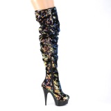 Black Sequins 15 cm DELIGHT-3004 Pleaser Overknee Boots