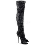 Black Sequins 15 cm PLEASER BLONDIE-R-3011 Platform Over Knee Boots