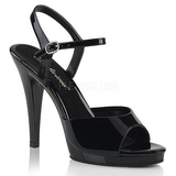 Black Shiny 12 cm FLAIR-409 Womens High Heel Sandals