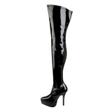 Black Shiny 13,5 cm INDULGE-3000 Platform Over Knee Boots