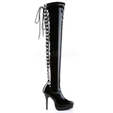 Black Shiny 13,5 cm INDULGE-3063 High Heeled Overknee Boots