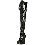 Black Shiny 13 cm ELECTRA-3028 Thigh High Boots for Men