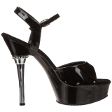 Black Shiny 14 cm ALLURE-609 Platform Stiletto High Heels