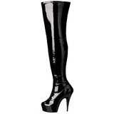 Black Shiny 15,5 cm DELIGHT-3000 High Heeled Overknee Boots