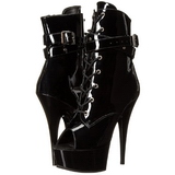 Black Shiny 15 cm DELIGHT-1033 Open Toe Platform Ankle Calf Boots