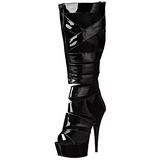 Black Shiny 15 cm DELIGHT-600-49 gladiator womens boots with high heels