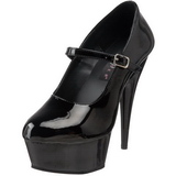 Black Shiny 15 cm PLEASER DELIGHT-687 Platform Pumps