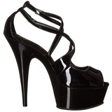 Black Shiny 15 cm Pleaser DELIGHT-612 Platform Pumps