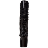 Black Shiny 18 cm XTREME-1020 womens platform soled ankle boots