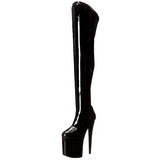 Black Shiny 20 cm PLEASER FLAMINGO-3000 Platform Over Knee Boots