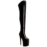 Black Shiny 20 cm PLEASER FLAMINGO-3000 Platform Over Knee Boots