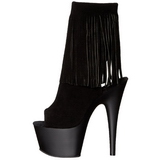 Black Suede 18 cm ADORE-1019 womens fringe ankle boots high heels