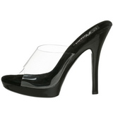 Black Transparent 13 cm Fabulicious LIP-101 Mules High Heels Platform