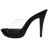 Black Transparent 14 cm COCKTAIL-501SDT Mules Strass Heels