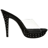 Black Transparent 14 cm COCKTAIL-501SDT Mules Strass Heels