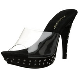 Black Transparent 14 cm COCKTAIL-501SDT Mules Strass Heels