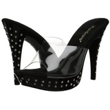 Black Transparent 14 cm COCKTAIL-501SDT Mules Strass Heels