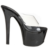 Black Transparent 18 cm PLEASER SKY-301 Platform High Mules