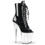 Black Transparent 20 cm FLAMINGO-1021 womens platform soled ankle boots