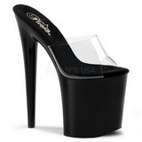 Black Transparent 20 cm FLAMINGO-801 Platform High Heel Mules