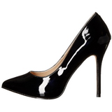 Black Varnished 13 cm AMUSE-20 pointed toe stiletto pumps