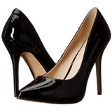 Black Varnished 13 cm AMUSE-20 pointed toe stiletto pumps