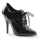 Black Varnished 13 cm SEDUCE-460 Oxford Pumps Shoes Flat Heels