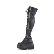 Black Vegan 11,5 cm SHAKER-374 overknee boots with laces