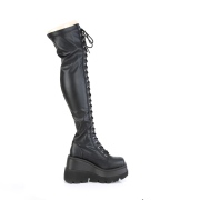 Black Vegan 11,5 cm SHAKER-374 overknee boots with laces