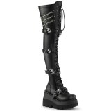 Black Vegan 11,5 cm SHAKER-420 overknee boots with laces