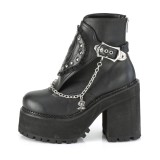 Black Vegan 12 cm ASSAULT-55 lolita ankle boots platform block heels