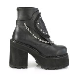 Black Vegan 12 cm ASSAULT-55 lolita ankle boots platform block heels