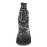 Black Vegan 12 cm ASSAULT-55 lolita ankle boots platform block heels